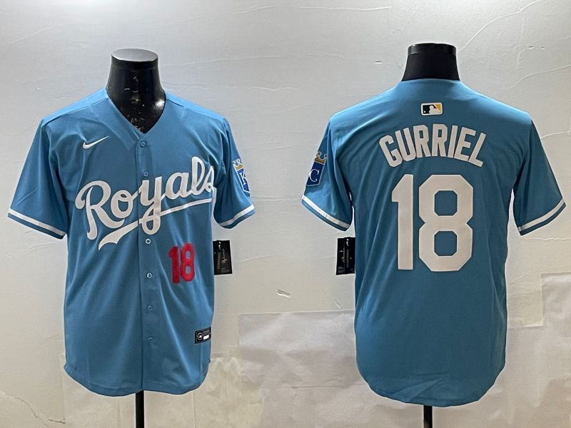 Men Kansas City Royals #18 Gurriel Light Blue Game 2025 Nike MLB Jersey style 3